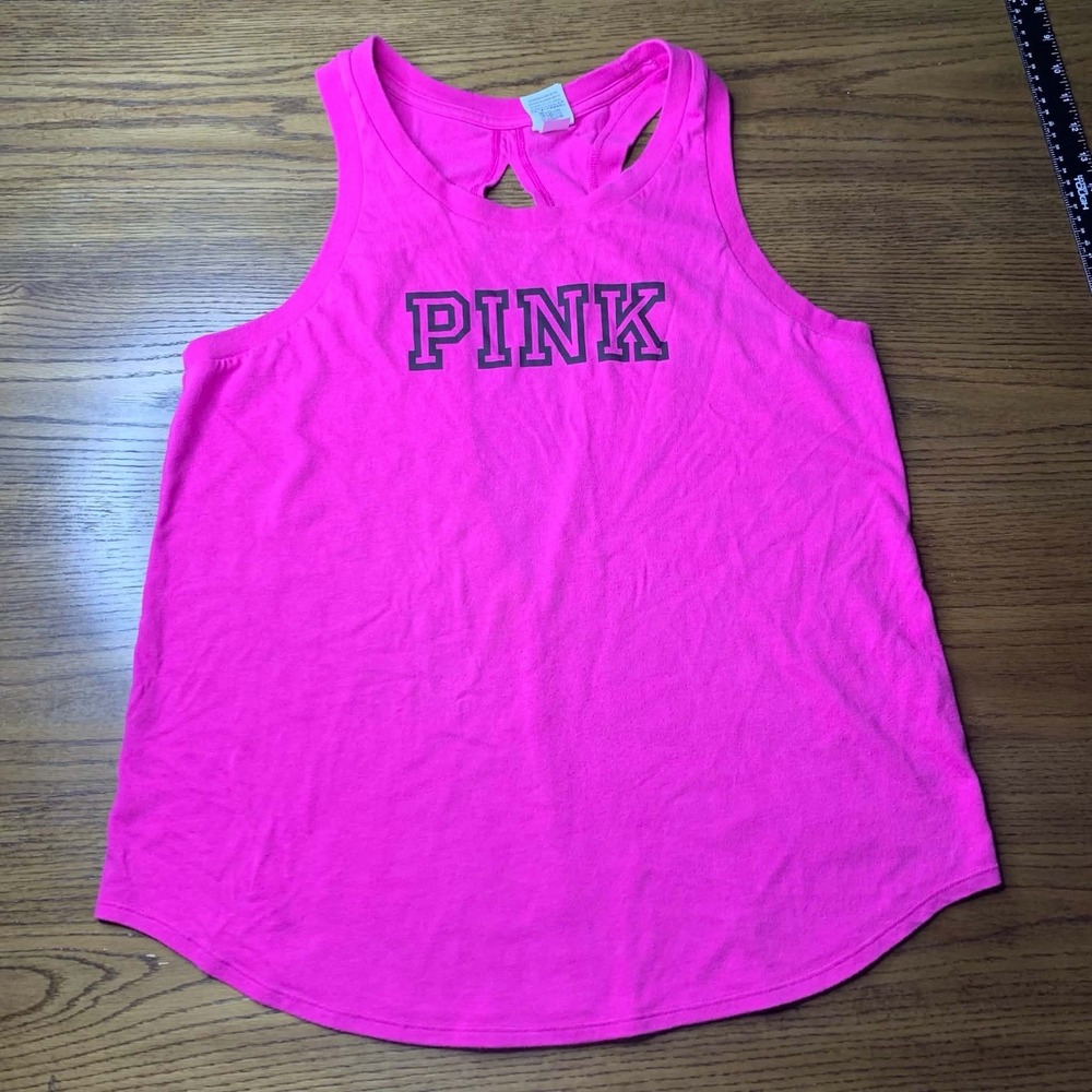 Victoria's Secret PINK Neon Pink Slit Back Muscle Tank Top Size L